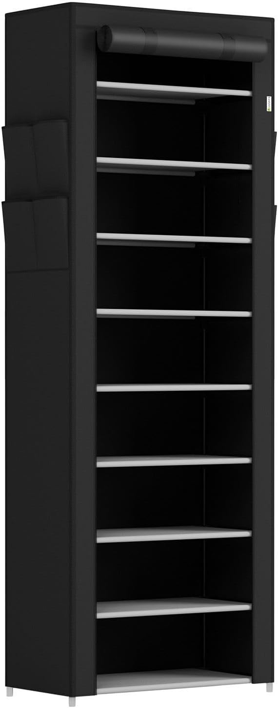 سعر ومواصفات خزانة احذية ام بـ 9 مستويات من جوسكيز رف مغلق مكون 25 زوج الاحذية غطاء قماشي مقاوم للماء لتخزين نظام توصيل - اسود مغطى بالمسحوق (B0CLV2GCCS) على Amazon EG