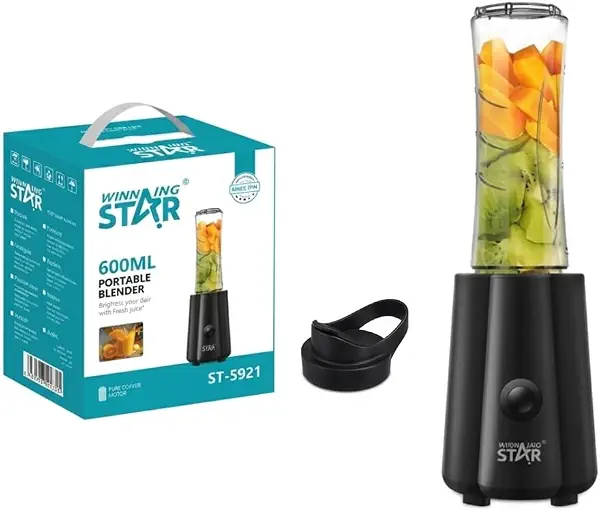 سعر ومواصفات خلاط محمول مع 4 شفرات فولاذ A1-659 من ويننج ستار، 600 مل (B0H18KR2MG) على Amazon EG