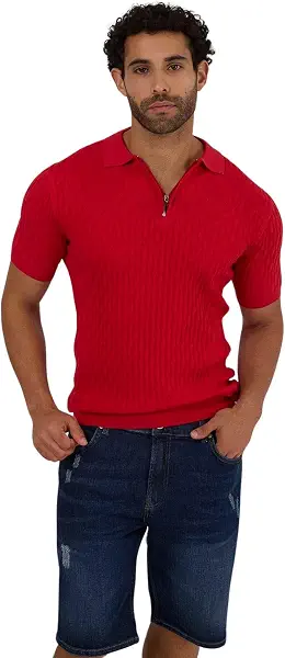 سعر ومواصفات دالي درس DALYDRESS Men Casual Regular Fit Jacquard Sweater Polo Shirt DRMxx002545 Modern (B0CVQS1YNP) على Amazon EG