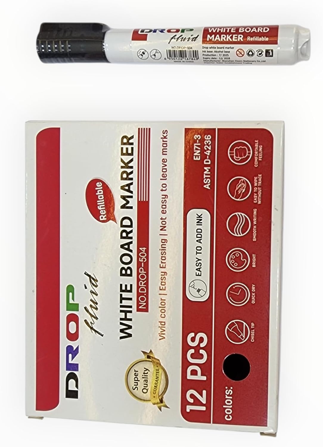 سعر ومواصفات دروب قلم ماركر للسبورة البيضاء 504، اسود (B0H83JXGPB) على Amazon EG