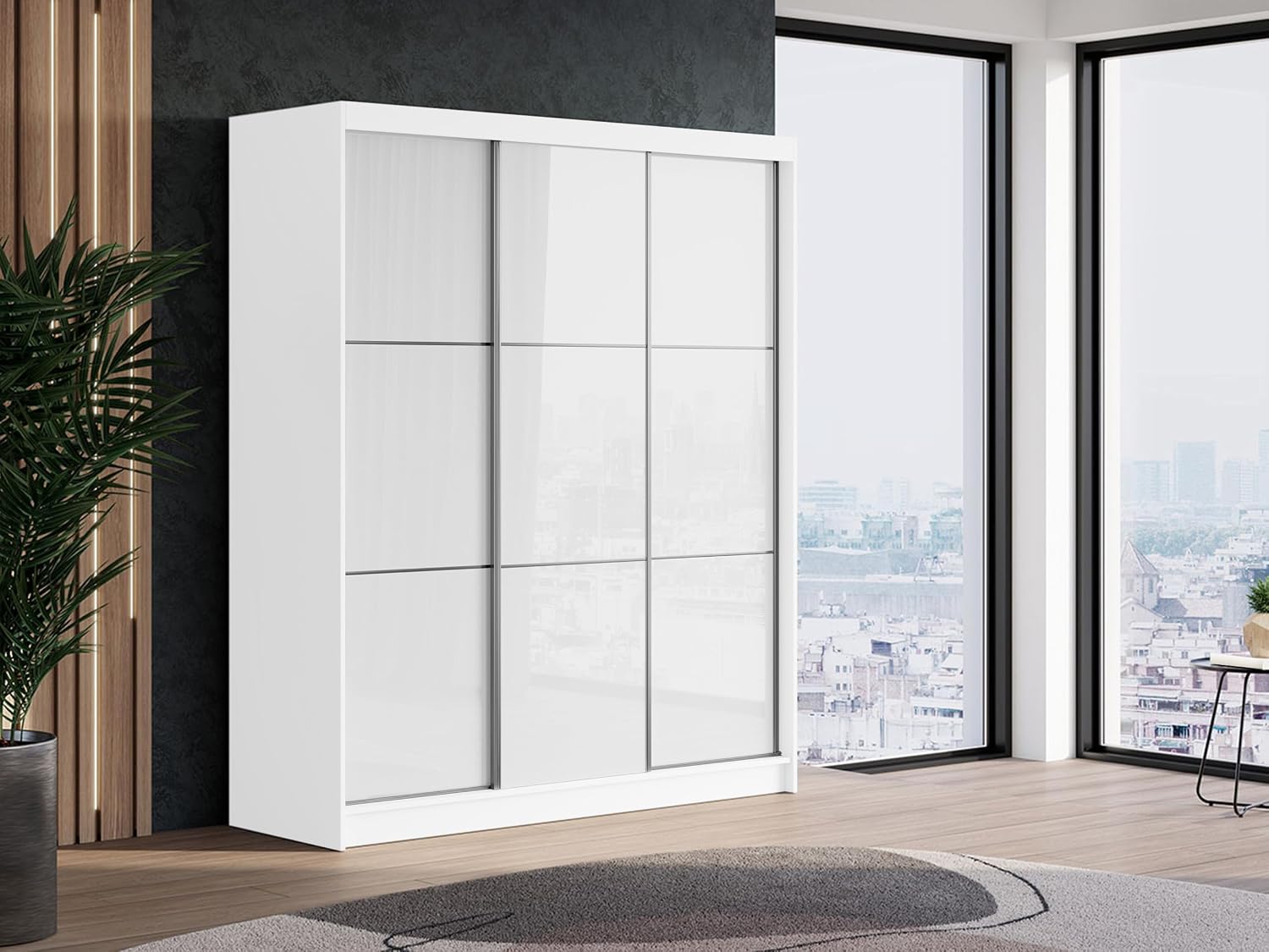 سعر ومواصفات دولاب ملابس فالنسيا من ام كيه اس ميبل - بباب منزلق لغرفة النوم ابيض / تصميم عصري، عرض 180 سم، خشب مُصنع، خزانة (B09C639SSJ) على Amazon EG