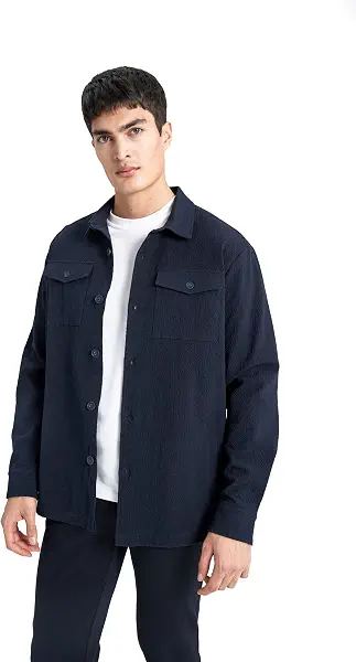 سعر ومواصفات ديفاكتو DeFacto Man Regular Fit Polo Neck The Whole Sleeve B6682AX Overshirt (pack of 1) (B0D3Z58S65) على Amazon EG