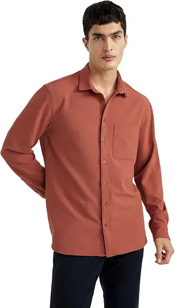 سعر ومواصفات ديفاكتو DeFacto Man Woven Top Regular Fit Polo Neck Long Sleeve Long Sleeve Shirt B6484AX Long Sleeve Shirt (pack of 1) (B0CVQQ2QDM) على Amazon EG