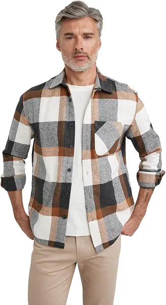 سعر ومواصفات ديفاكتو DeFacto Mens Anthra Grey X Camel Careaux Pattern Shirt (pack of 1) (B0CND8BDGQ) على Amazon EG