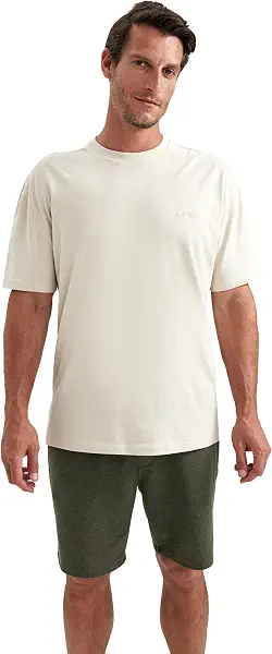 سعر ومواصفات ديفاكتو DeFacto Mens Oversized Fit Crew Neck Plain from DeFacto Basics T-Shirt (pack of 1) (B0C6Q8DM84) على Amazon EG