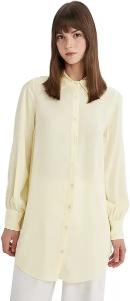 سعر ومواصفات ديفاكتو DeFacto Woman Woven Top Regular Fit Shirt Neck Long Sleeve Tunic Z3538AZ Long Sleeve Tunic (pack of 1) (B0D3Z58H1R) على Amazon EG