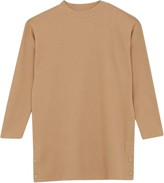 سعر ومواصفات ديفاكتو DeFacto Womens Relax Fit Mock Neck Long Sleeve Knitted Long Sleeve Tunic (pack of 1) (B0DR683FX9) على Amazon EG