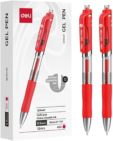 سعر ومواصفات ديلي قلم جل بطرف 0.5 ملم من 12 قطعة، حبر احمر Q10440 (B0H6JHD946) على Amazon EG