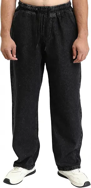 سعر ومواصفات رافين RAVIN Mens Elastic Waist Wide Solid Denim Pants - Black - R208744 Pants (pack of 1) (B0CK6T5XL3) على Amazon EG