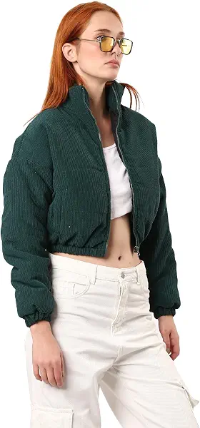 سعر ومواصفات رافين Ravin Womens Casual Zipped Forest Green Corduroy Jacket Women Jacket (pack of 1) (B0DGG931VT) على Amazon EG