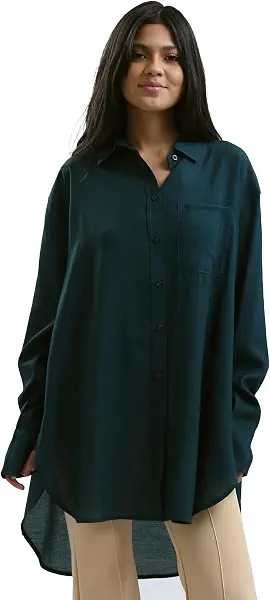سعر ومواصفات رافين Ravin Womens Long Sleeves Loose Fit Teal Green Shirt with Pocket Modern (pack of 1) (B0D4YG9VL4) على Amazon EG