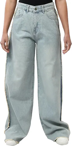 سعر ومواصفات رافين Ravin Womens Wide Leg Jeans with Side Raw Seam Detail - Light Denim Pants (pack of 1) (B0DR8KPRW6) على Amazon EG