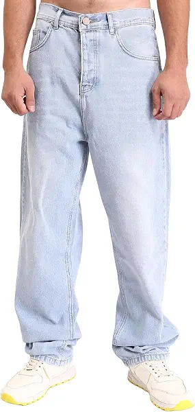 سعر ومواصفات رافين Ravin Mens Solid Straight Wide Leg Casual Jeans - Light Blue - R208749 Pants (pack of 1) (B0CK6TH4FM) على Amazon EG