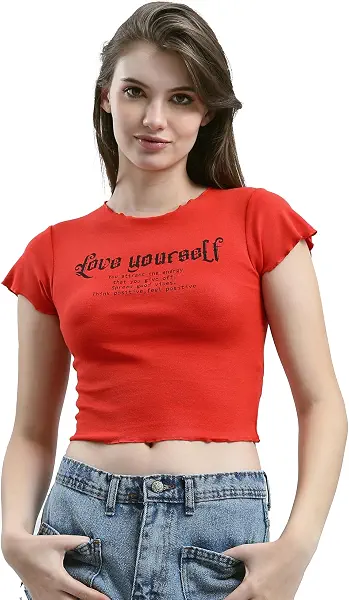 سعر ومواصفات رافين تيشرت مطبوع عليه عبارة "Love Yourself" للنساء من ريفين، لون أحمر، مقاس M (B0D7VXBLZ4) على Amazon EG