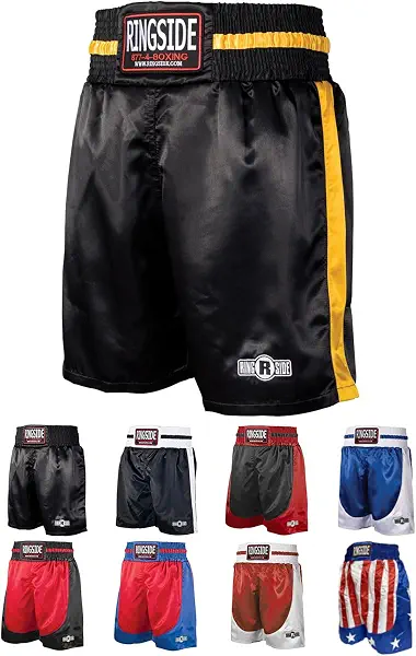 سعر ومواصفات رينج سايد سروال قصير للتدريب الرياضي من Ringside Pro Style Kickboxing Muay Thai MMA, أسود/ذهبي, M (B01CCL2CQY) على Amazon EG