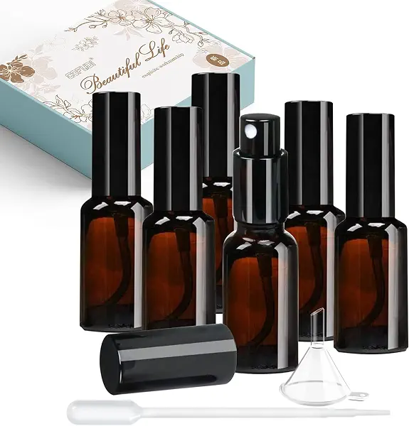 سعر ومواصفات زجاجات بخاخ سعة 30 مل، مجموعة من 6 زجاجات معتمة من الزجاج المضغوط، زجاجات رذاذ رذاذ فائقة النعومة محمولة متعددة الوظائف، حاوية فارغة للعطور ومعطر الهواء ومستحضرات التجميل للسفر، لون بني (B0BHWDWYFW) على Amazon EG
