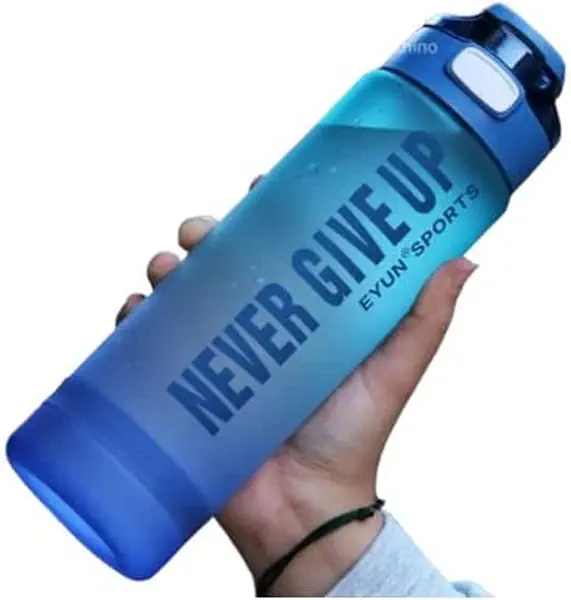 سعر ومواصفات زجاجات مياه مكتوب عليها”Never Give Up” لا تنقطع عن، تحتوي على مؤشر لقياس الوقت مناسبة لتمارين اللياقة البدنية، سعة 1 لتر- لون ازرق، خامات متعددة (B09TZ8GTK3) على Amazon EG