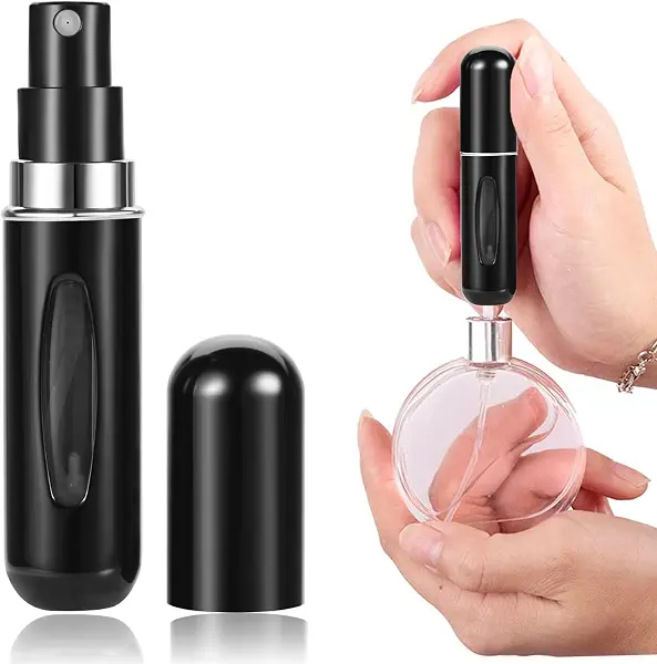 سعر ومواصفات زجاجة زذاذ للعطر صغيرة ومحمولة قابلة لإعادة الملء بسعة 5 مل، زجاجة رذاذ عطر للسفر والرحلات (أسود) (B0CNH6ZPKK) على Amazon EG