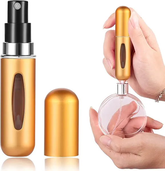 سعر ومواصفات زجاجة زذاذ للعطر صغيرة ومحمولة قابلة لإعادة الملء بسعة 5 مل، زجاجة رذاذ عطر للسفر والرحلات (ذهبي) (B0CNH84448) على Amazon EG