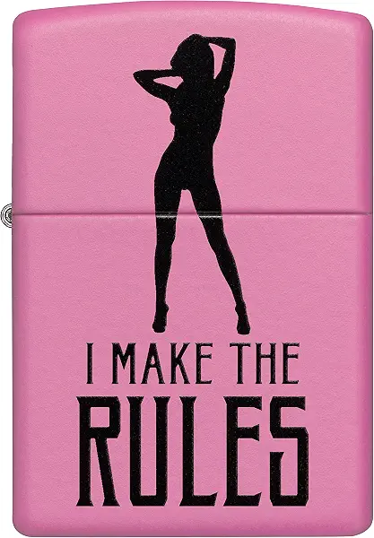 سعر ومواصفات زيبو ولاعة 238 CI412242 I Make the Rules مطبوعة باللون الاسود مع تصميم سيدة | مقاومة للرياح | مادة معدنية | زهري، مقاس واحد (B0957QK4GW) على Amazon EG