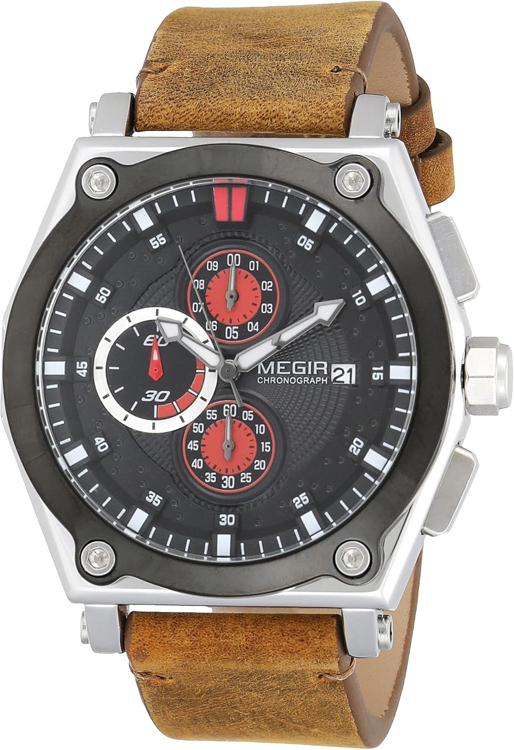 سعر ومواصفات ساعة انالوج دائرية بعقارب للرجال بسوار جلد ML2098GS-BKBN-1 من ميجر، لون بني فاتح (B0848KJRNV) على Amazon EG