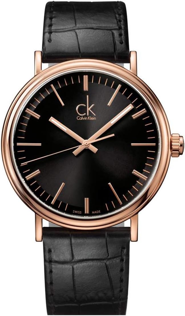 سعر ومواصفات ساعة بمينا لون اسود وسوار من الجلد للرجال - K3W216C1، من كالفن كلاين، انالوج بعقارب (B00DSII4SQ) على Amazon EG