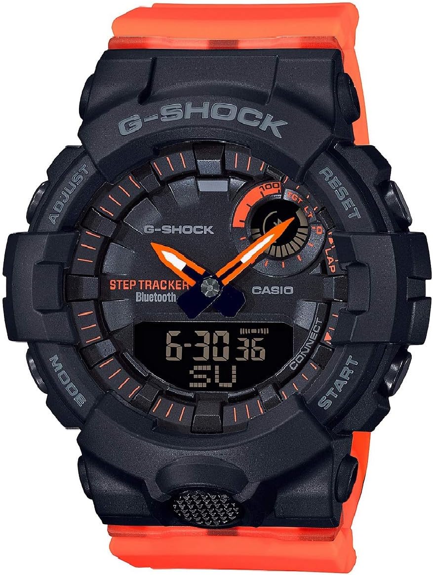 سعر ومواصفات ساعة يد انالوج بعقارب ورقمية جي شوك GMA-B800SC-1A4DR للنساء من كاسيو، بمينا أسود، بسوار برتقالي (B08CXJPS12) على Amazon EG