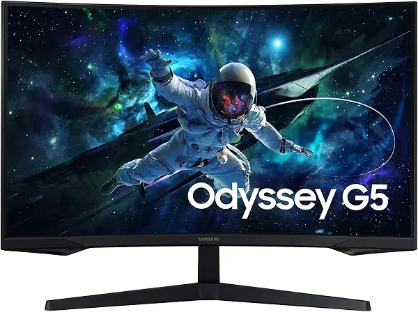 سعر ومواصفات سامسونج شاشة العاب G5 G55C S32CG552EM: شاشة العاب QHD 32 انش، منحنى، 2560 * 1440 FHD، 165 هرتز، منفذ عرض 1.2/ HDMI 2.0، مخرج سماعة راس من اوديسي (B0CP67N7NZ) على Amazon EG