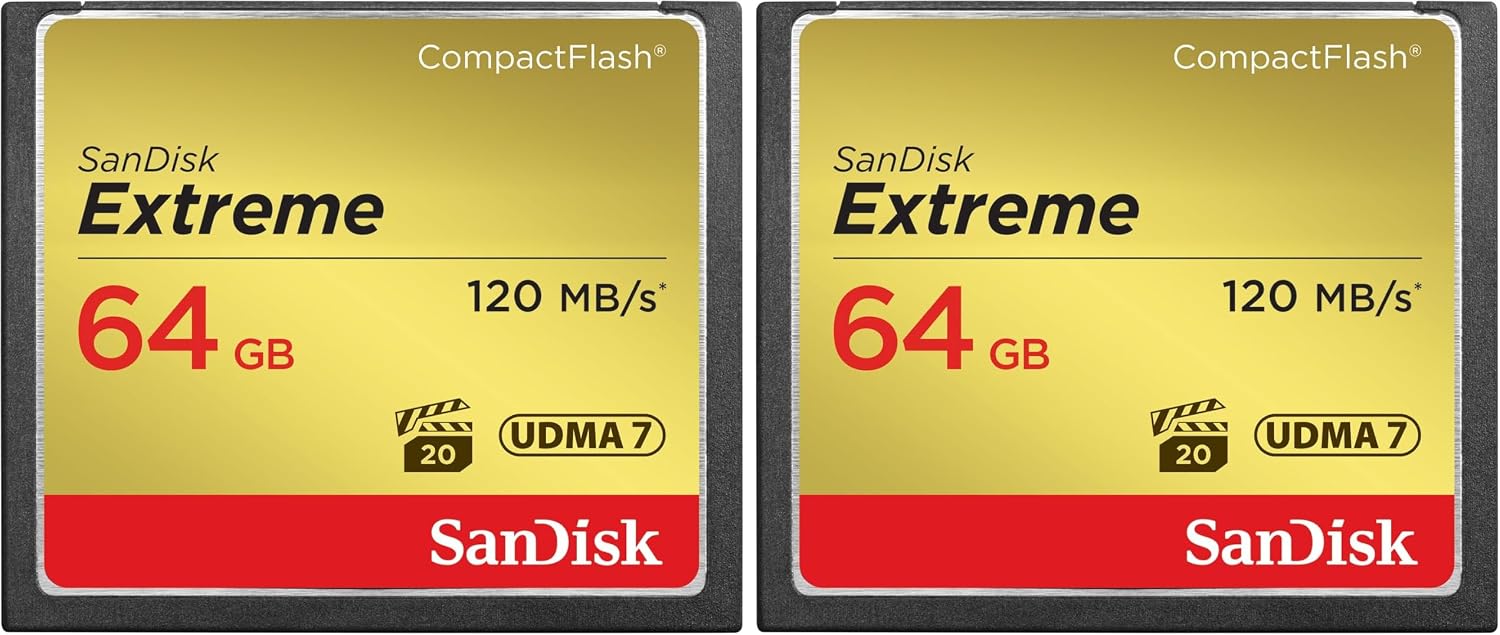 سعر ومواصفات سانديسك إكستريم CF 120 ميجابايت/ثانية، 85 ميجابايت/ثانية كتابة، UDMA7، 64 جيجابايت (عبوة من 2) (B0HLFJKVYL) على Amazon EG