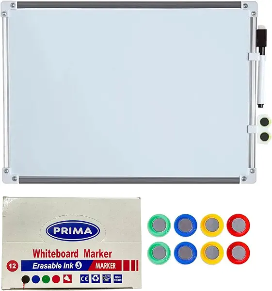 سعر ومواصفات سبورة بيضاء 25x35 سم + سبورة بيضاء بريما زرقاء + مغناطيسات (B0CPJG4NPD) على Amazon EG