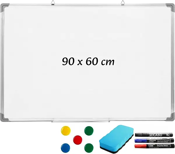 سعر ومواصفات سبورة مغناطيسية جافة القلم 90 × 60 سم بإطار ألومنيوم، للمكتب والمدرسة والمنزل. (B0D5R31F2P) على Amazon EG