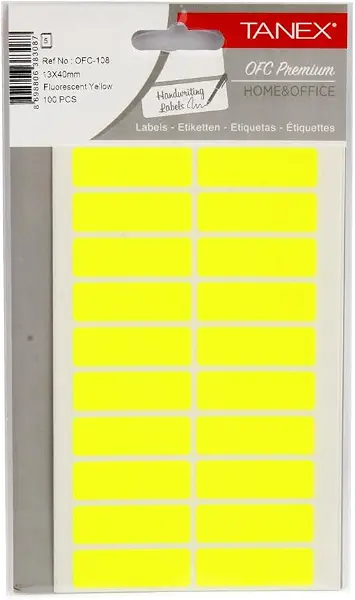 سعر ومواصفات ستيكر مكتبي من تانيكس 13 × 40 مم 100 ليبل كيس 5 ورقه A5 فسفورى اصفر موديل OFC-108 (B0CNH1GNHB) على Amazon EG
