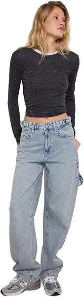 سعر ومواصفات سروال جينز طراز Twoaw24je00308 للنساء بقصة فضفاضة وخصر مرتفع وتصميم واسع مصنوع بطريقة أكثر استدامة من ترنديول، لون أزرق فاتح، (عبوة من قطعة واحدة) (B0FR9HG488) على Amazon EG