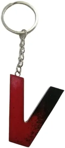 سعر ومواصفات سلسلة مفاتيح مصنوعة يدويا من الراتنج، حرف V، احمر واسود (B0CP2F5W9T) على Amazon EG