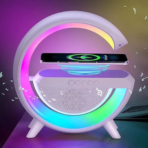 سعر ومواصفات سماعة بلوتوث لاسلكية بتصميم حرف G، مزودة بإضاءة ليد وار بي جي، ومنفذ USB، ومدخل بطاقة SD، ووضع راديو اف ام، قاعدة شحن الموبايلات الذكية اللاسلكية، مصباح مكتبي ليد ببطارية قابلة لإعادة الشحن (B0D46SCZFY) على Amazon EG
