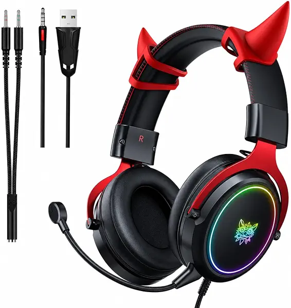 سعر ومواصفات سماعة راس للالعاب X10 اوكسهورن RGB من اونكوما - مشغلات 50 ملم، ميكروفون بخاصية الغاء الضوضاء، اضاءة RGB، سماعات العاب سلكية فوق الاذن للكمبيوتر وبلاي ستيشن 4 وبلاي ستيشن 5 واكس بوكس واللاب توب (B0H56751CB) على Amazon EG
