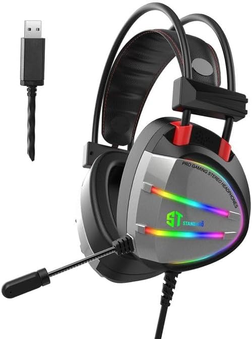 سعر ومواصفات سماعة رأس للألعاب اس تي ستاندرد GM-07 - USB 7.1 (360 درجة) صوت محيطي - الفضاء اللوني ار جي بي - ميكروفون بخاصية إلغاء الضوضاء - وسائد الأذن من الميموري فوم لارتداء مريح (B0FXWMJKGK) على Amazon EG
