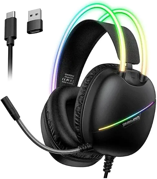 سعر ومواصفات سماعة رأس للألعاب اونيكوما X33 بمنفذ USB نوع سي وميكروفون بتقنية خفض الضوضاء وإضاءة ار جي بي رائعة ووحدة تحكم في الهيكل ووحدة مكبر صوت 50 ملم ووسائد أذن مريحة للموبايل والكمبيوتر وXbox وPS 4/5 - أسود (B0FLXQX5K9) على Amazon EG