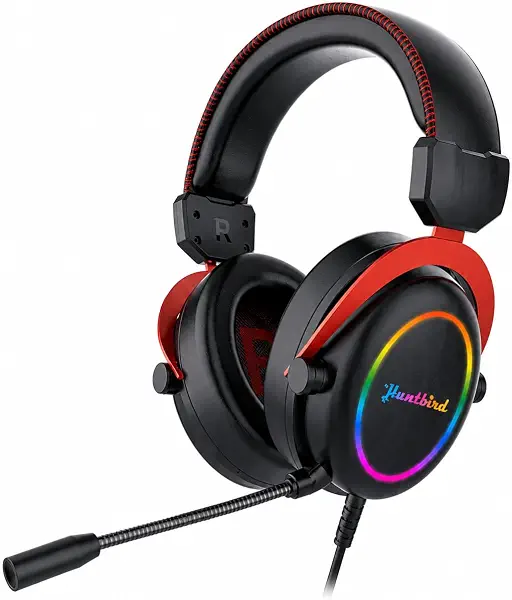 سعر ومواصفات سماعة راس للالعاب بمنفذ USB RGB من هانتبيرد، سماعات ستيريو سلكية للالعاب مع ميكروفون لتقليل الضوضاء، اضاءة LED RGB، سماعة فوق الاذن للكمبيوتر واللاب توب والالعاب (B0HB5T2DRQ) على Amazon EG
