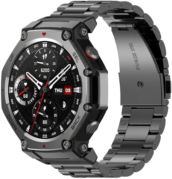 سعر ومواصفات سوار ساعة ذكي معدني من Next Store حزام بديل من الستانلس ستيل – متوافق مع ساعة 3 Amazfit T-Rex تصميم فاخر مقاوم للصدأ قابل للتعديل يناسب الرجال والنساء (B0FWRC2ZRF) على Amazon EG