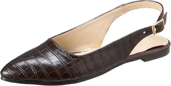 سعر ومواصفات سواي Croco Print flat round toe classic slingbacks with a thin simple diamond knotted ribbon (B0DKR56CGP) على Amazon EG