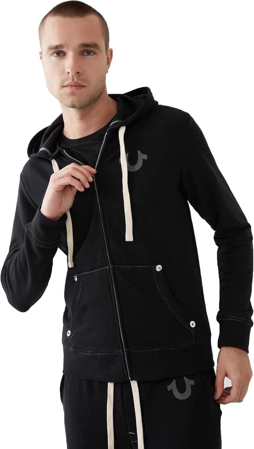 سعر ومواصفات سويت شيرت بقلنسوة بسحاب عليه شعار بوذا للرجال من True Religion ، أسود، M, أسود, M (B06XS74WJ2) على Amazon EG