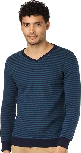 سعر ومواصفات سيزر CAESAR Mens Mens V-Neck Stripped Sweatshirt SweatShirt (B0BJVPKSBY) على Amazon EG