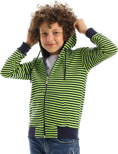 سعر ومواصفات سيزر CAESAR Unisex Unisex Striped Hoodie With Zipper Hoodie (B0BSXMZNCT) على Amazon EG