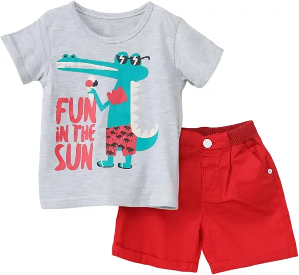 سعر ومواصفات سيكا SIKA Boys Set of 2 Pieces Half Sleeves T-Shirt&Shorts Printed Fun In The Sun Set of 2 Pieces (pack of 2) (B0DZ2FDD7H) على Amazon EG