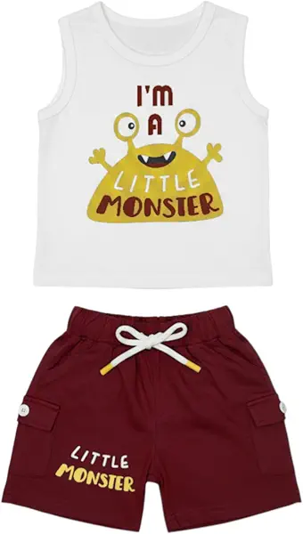 سعر ومواصفات سيكا طقم تيشرت بدون أكمام بطبعة عبارة Little Monster وشورت للأولاد من سيكا، (عبوة من 1 قطعة) (B0GPNTQFFG) على Amazon EG