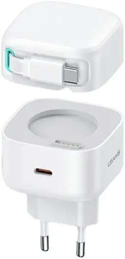 سعر ومواصفات شاحن GaN سريع بمنفذين مع كابل USB نوع سي مغناطيسي قابل للسحب (الاتحاد الأوروبي) - سلسلة XMF، موديل US-CC202 منفذ PD بقوة 35 واط (B00IW632EA) على Amazon EG