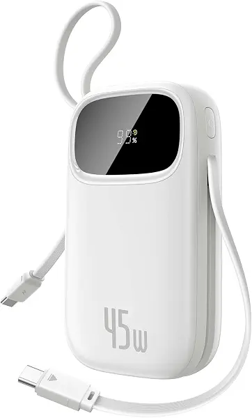 سعر ومواصفات شاحن باور بانك بشاشة رقمية انيرفيل FC31 مع 2 كيبل USB-C مدمجين 10000 مللي امبير في الساعة 45 واط لون ابيض مون من او اس-باسيوس (B0FT8XJQ4W) على Amazon EG