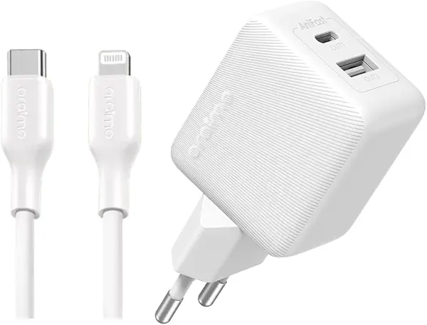 سعر ومواصفات شاحن حائط USB نوع سي بقدرة 20 وات من اورايمو OCW-5203E بمنفذين بي دي وكيو (B0G53L24DF) على Amazon EG