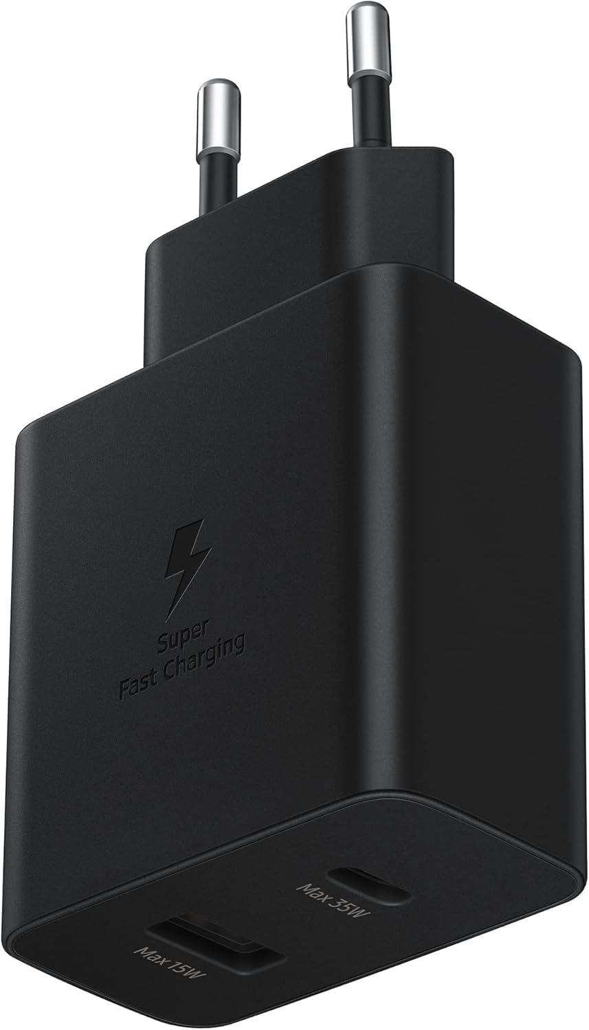 سعر ومواصفات شاحن من سامسونج بتقنية USB، متوافق مع أجهزة يو إس بي ويو إس بي سي، بمنفذين (B09FK77LJM) على Amazon EG